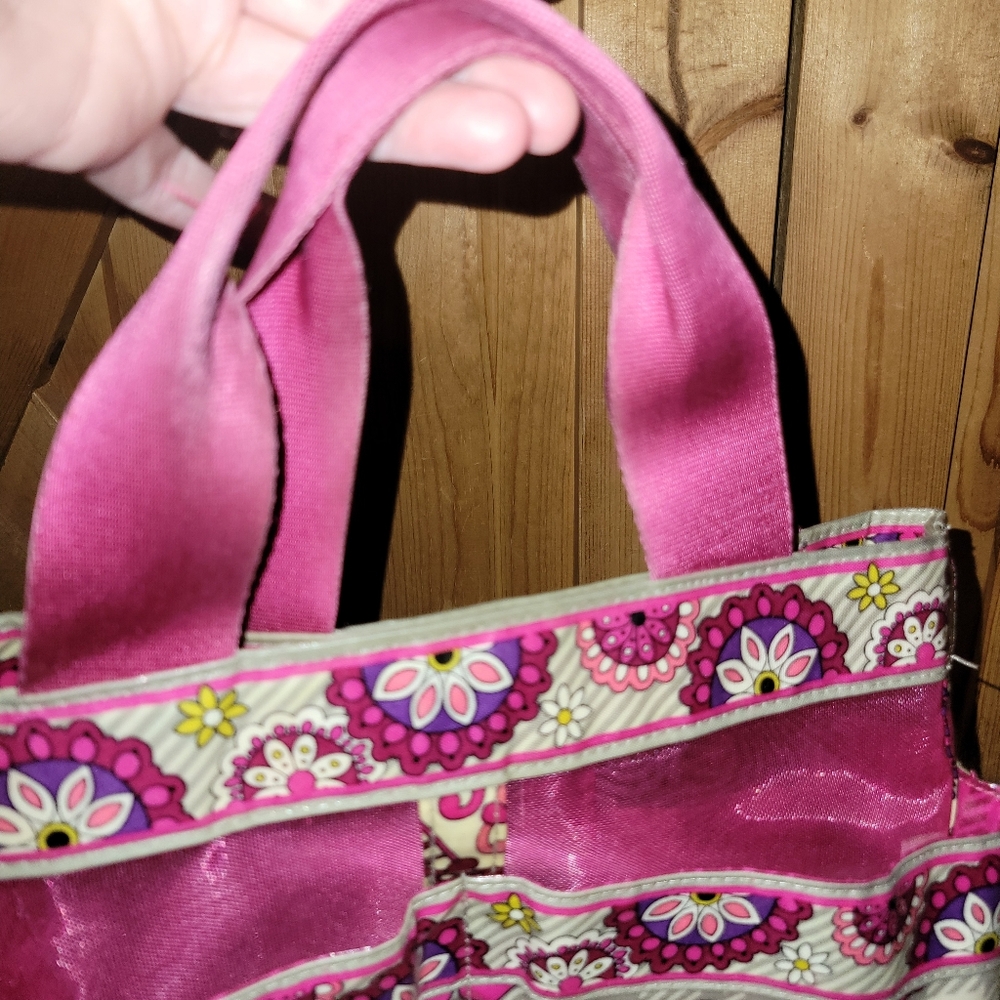 Vera Bradley Pink Paisley Meets Plaid  Shower Caddy /tote Retired - Picture 8 of 12